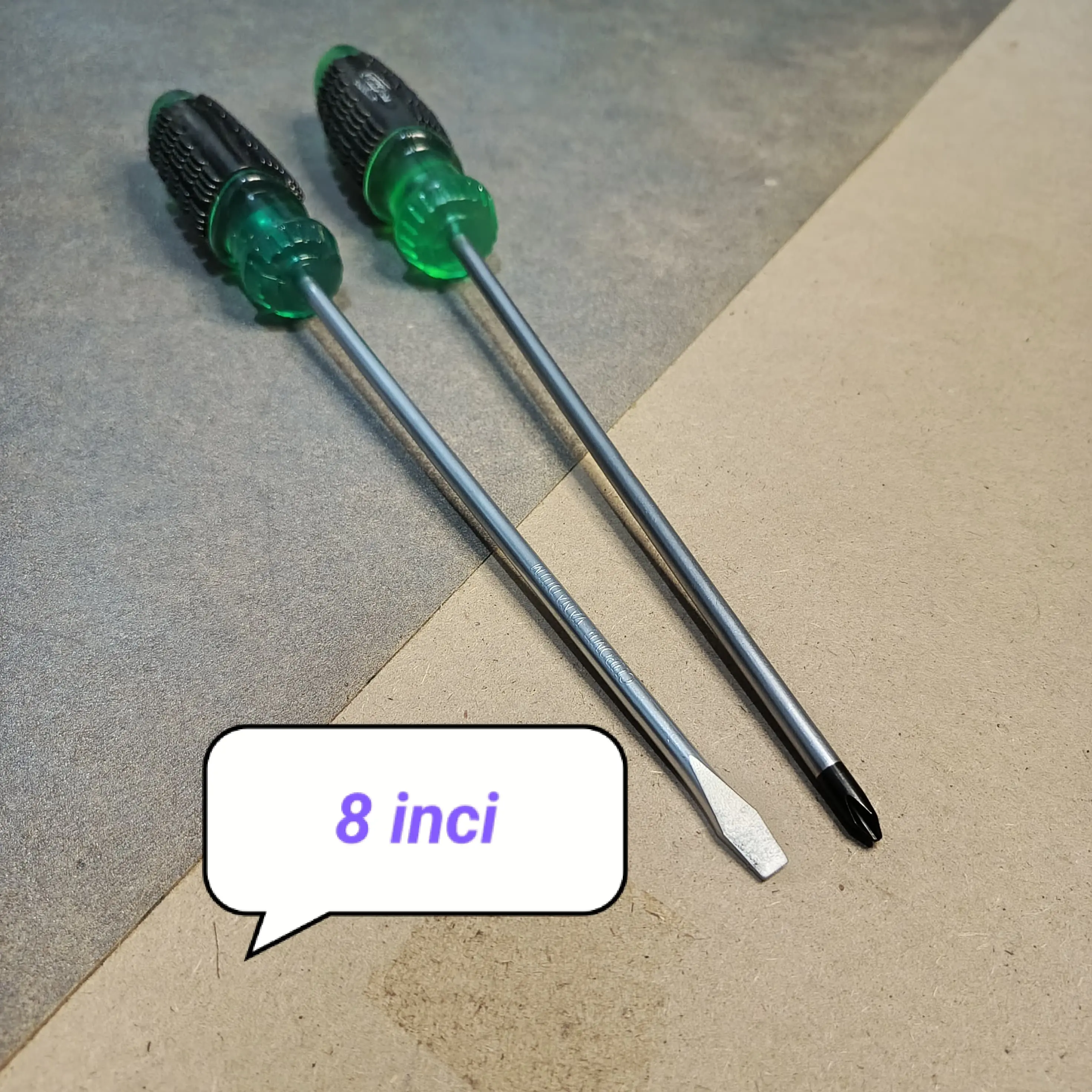 Obeng PLUS / MINUS (+) (-) Obeng PANJANG 8 INCI Bahan CR-V - Obeng Min plus Magnet