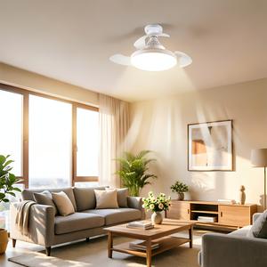 LED シーリングファンライト、ホワイト、無段階調光、目立たないシーリングファンライト、リモコン付き・アプリ操作対応、寝室、リビングルーム、キッチン、書斎に適用、室内照明兼ファンライト。