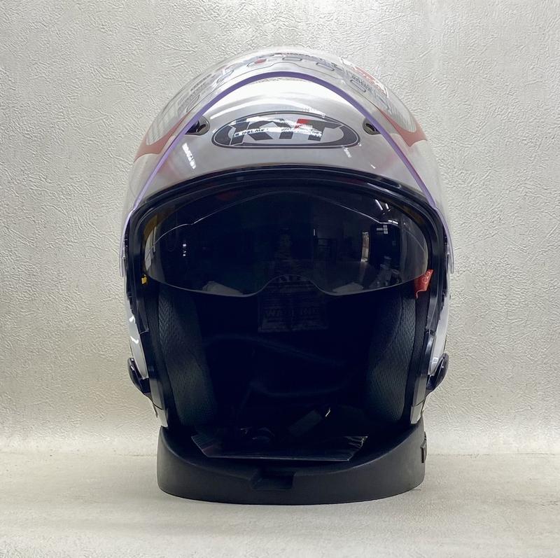 KYT Galaxy Flat R Solid White I Flat Visor Iridium I Spoiler - Helm Half Face Motorcycle 7