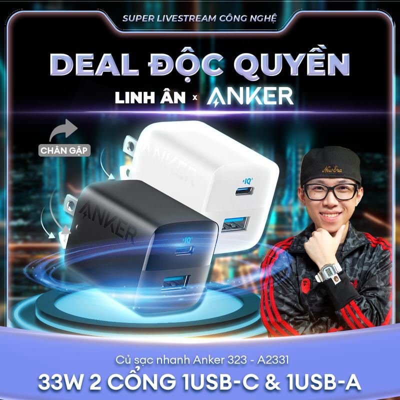 [Anker x Linh Ân] Củ Sạc Nhanh ANKER 323 33W - 2 cổng 1C1A - Công nghệ PowerIQ 3.0 hỗ trợ PD/PPS - A2331 Phụ Kiện