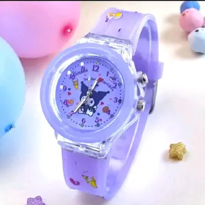 Jam tangan anak kuromi lampu LED kelap kelip lucu tali silikon-bisa cod