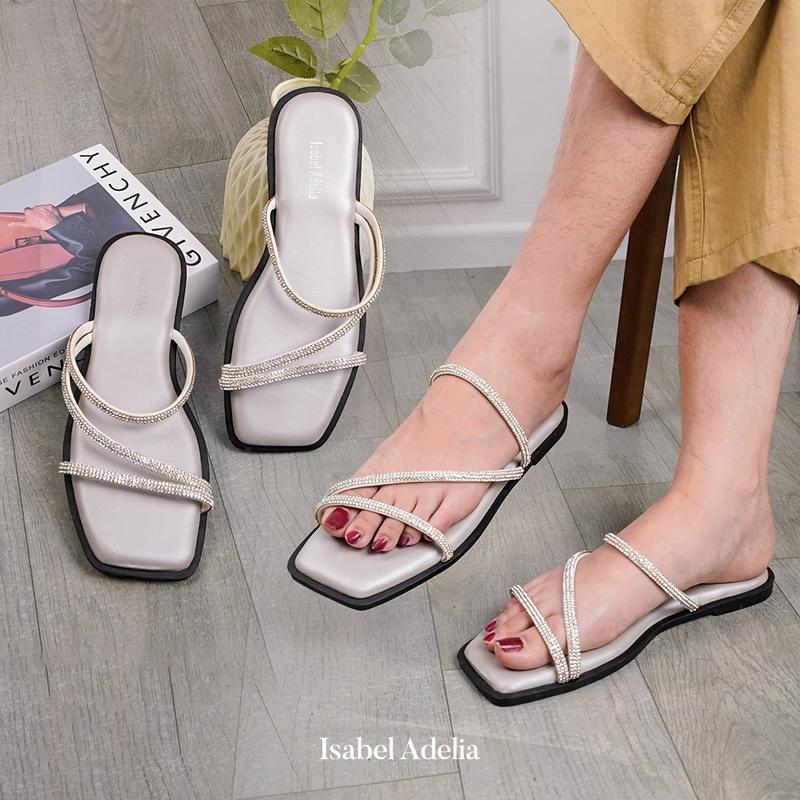 Isabel Adelia ALICE Sandal Wanita Harian Elegan Teplek Kekinian Empuk Mewah Sendal Flat 5