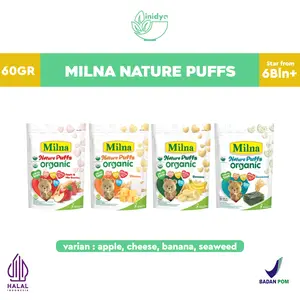 MILNA NATURE PUFFS ORGANIC (15g) - Snack Bayi | Cemilan Mpasi Bayi | Snack Mpasi 6 bulan +