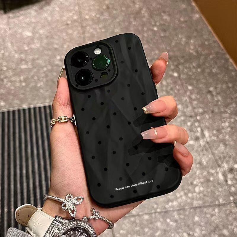 Điểm đen sáng tạo xếp ly phù hợp với vỏ điện thoại Apple 16 iPhone 15promax chống rơi 12/14/13 / x
