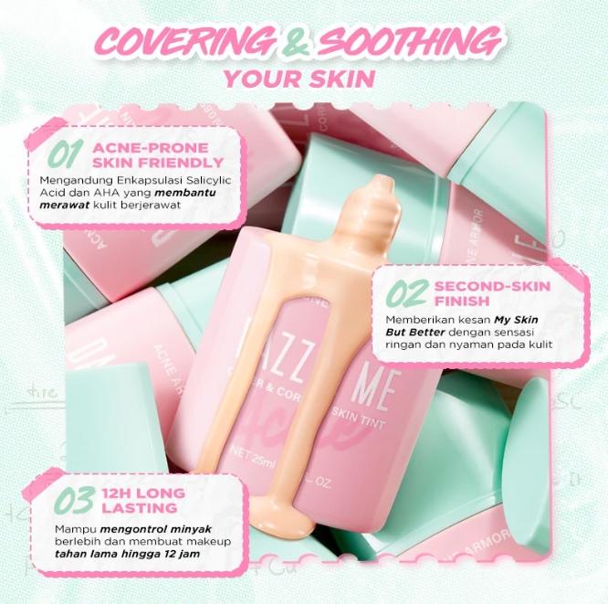 Acne Armor Cover & Correct Skin Tint Dazzle Me Beauty Liquid Foundation 3x Soothing Boost 25g Untuk Kulit Berminyak dan Rentan Berjerawat Acne Armor Cover & Correct Skin Tint Dazzle Me Beauty Liquid Foundation 3x Soothing Boost 25g Untuk Kulit Berminyak dan Rentan Berjerawat