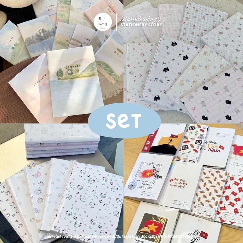 SET - CHỦ ĐỀ Set giấy bao tập bọc vở bao sách nhiều chủ đề nghệ thuật Việt Nam dễ thương kitty | by Bliss.