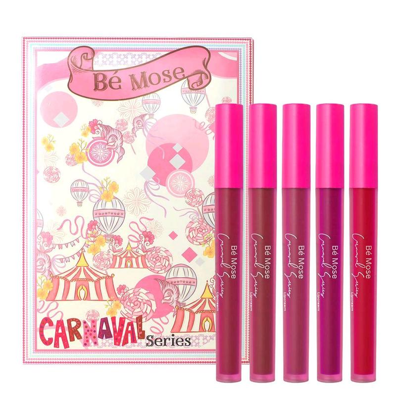 DAPAT 5 pcs  lipstik BE MOSE CARNAVAL 5 pcs untuk Bibir Kering dan Waterproof Gloss Lipstick 2