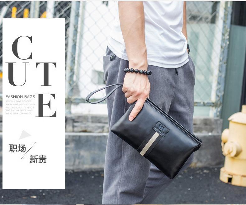 2025 Men's Clutch Bags Genuine Leather Double Layer Large Hand Bag for Male Long Wallets Envelope Bag Zipper Black Brand 1