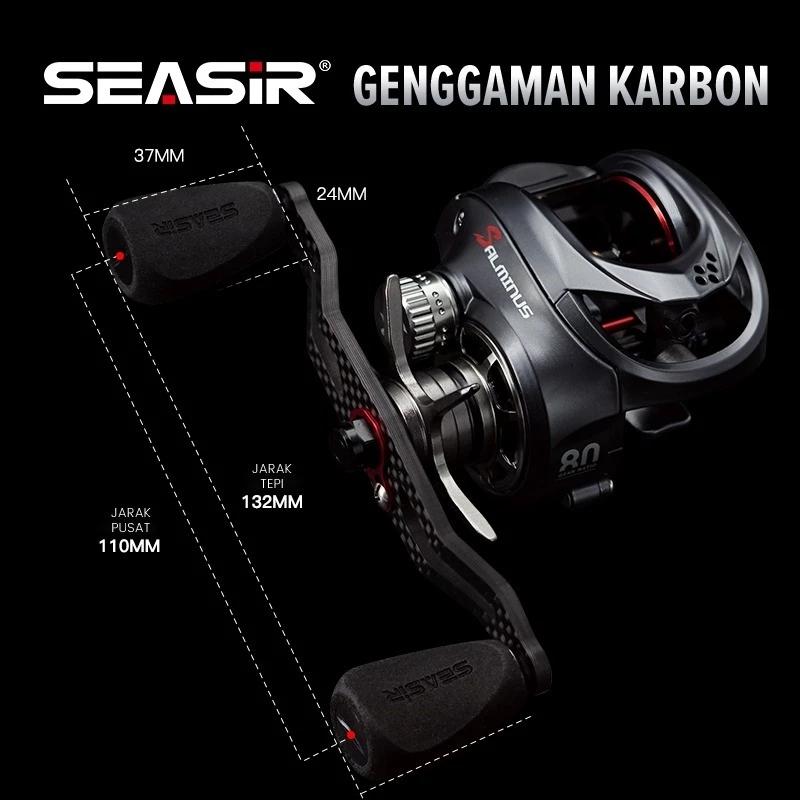 SEASIR Salminus Reel BC Baitcasting Pancing, 12kg Max Drag, 8:1 Rasio Gigi, Spool Aluminium, Bantalan Ceramic 11+1BB, Gagang Serat Karbon, Saltwater SW Air Laut Casting Roda