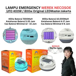 SPECIAL MAKSAN(Baterai Real asli 7200MAH)lampu led emergency ufo 400w /solar panel led/FREE BOHLAM 5W