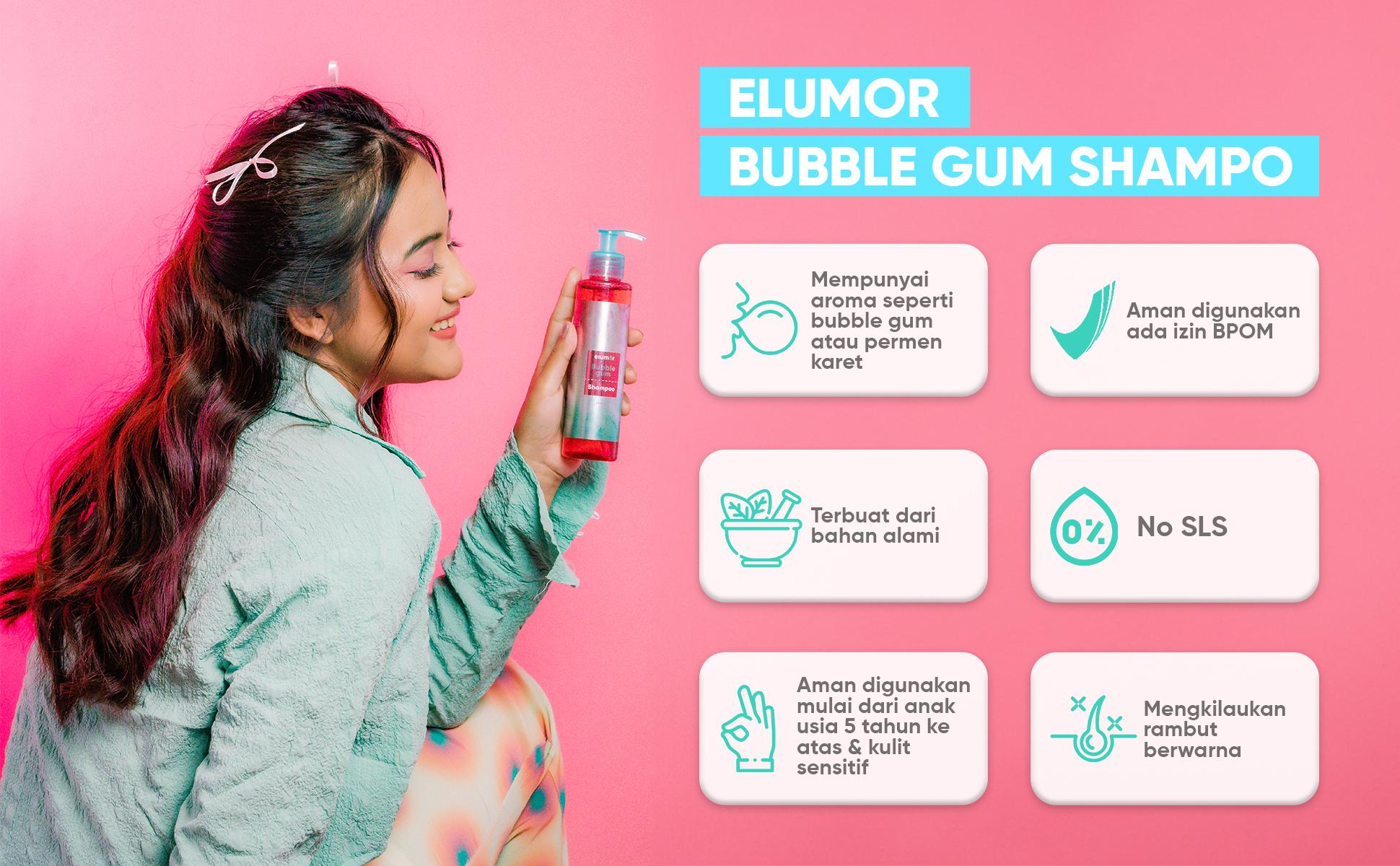 Elumor Bubblegum Shampoo Non SLS Termurah 200ml Hair Care Rambut Rontok Kulit Kepala Sensitif