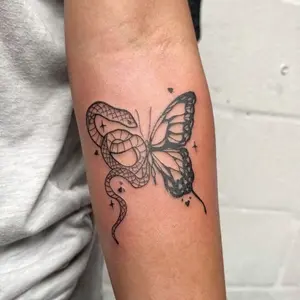 Bali Paper Ink Tato Temporer Snake Butterfly PMM104 Premium 6cm x 8cm Tatto Temporary Cocok untuk Wanita