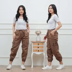 Celana Joger Cargo Tactical Wanita Panjang / Cargo Pants Kekinian / Saku Samping / Size Jumbo sampai 80 an kg
