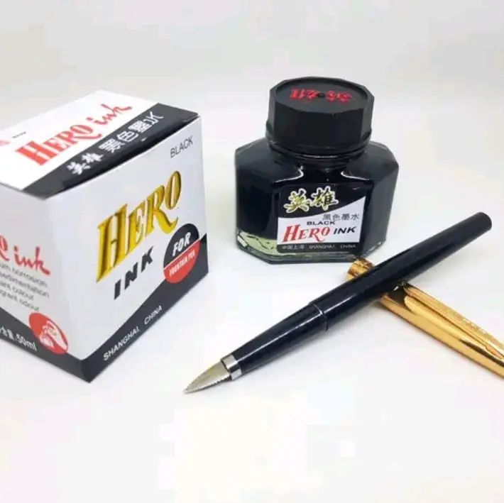 Tinta Hero Ink Fountain Pen No.64 Black Kaligrafi Menulis Indah Nib 50ml 50 ml
