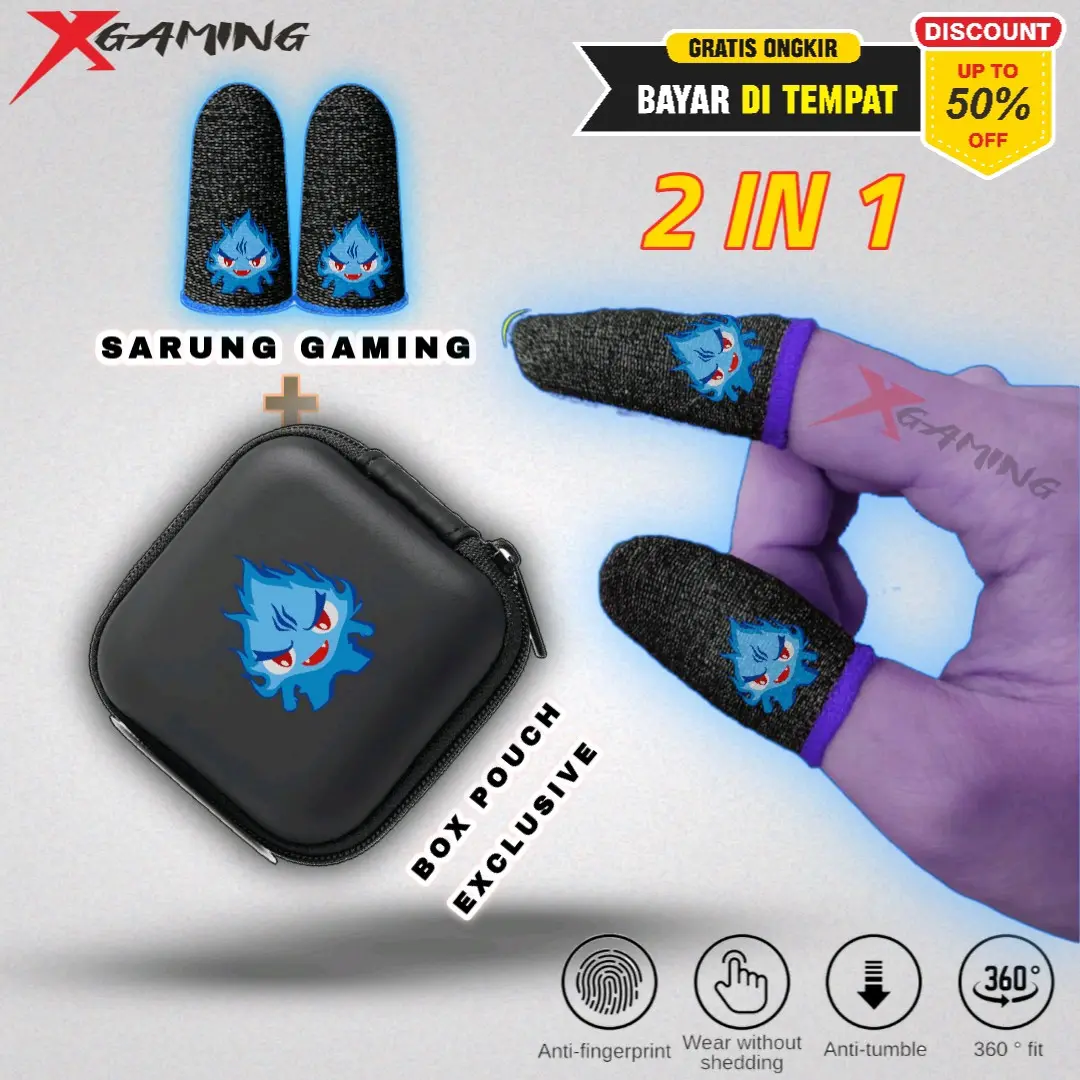 GHOST Gratis Box Pouch Sarung Jempol Gaming Game Anti Keringat Basah Super Sensitif Finger Sleeve Aksesoris Konsol Gamers Premium Gamepad