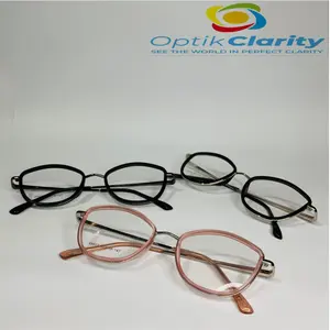 Kacamata Cat Eye  Eyewear 89620 Frame Cat Eye dengan Bahan Titanium Plastik - Color Black Pink Gold - Lensa Photocromic BlueCromic