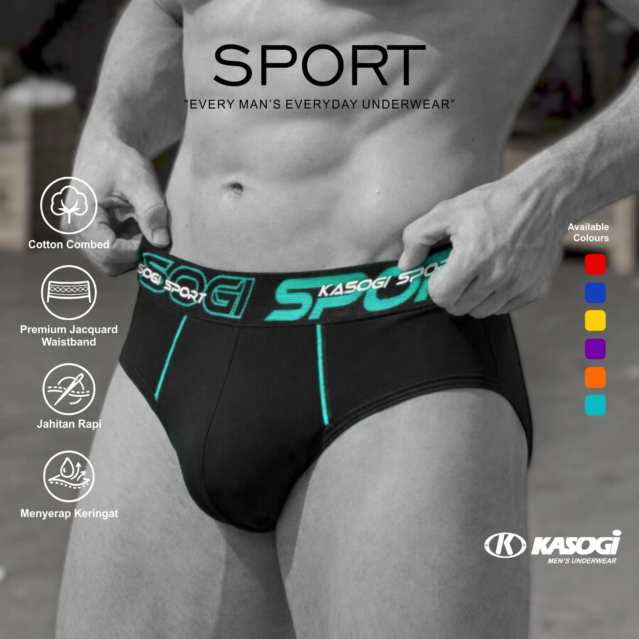 ( Beli 3 pcs dapat 6 pcs ) KASOGI SPORT Celana Dalam Pria Dewasa Cd Cowok Briefs Katun Premium Adem Lembut Nyaman Breathable Antibakteri Karet Boxer Elastis