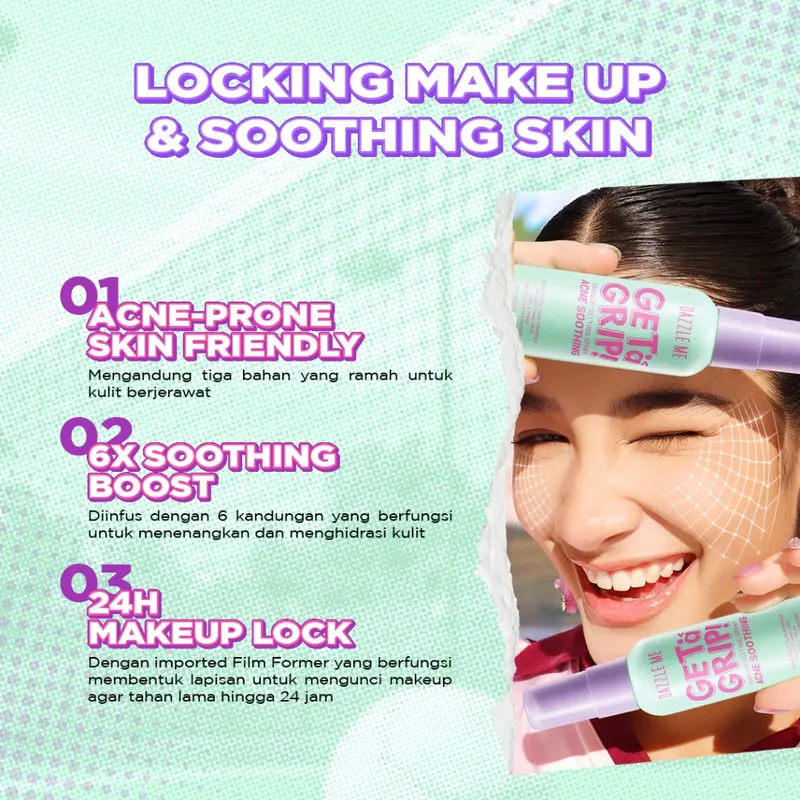 Dazzle Me Get A Grip Make Up Setting Spray Acne Soothing 60ml Wajah 3