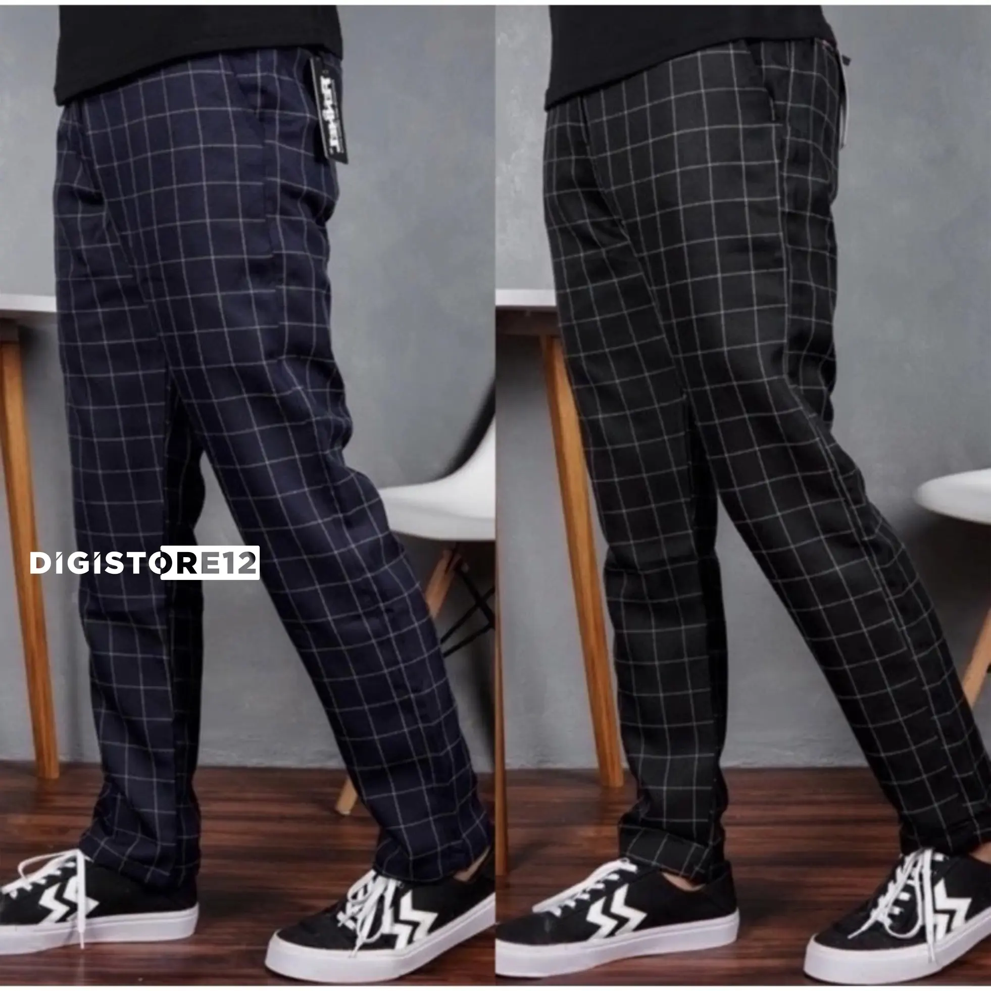 RJB COLLECTION PROMO-CELANA Kerja Casual Dewasa Formal Motif Kotak TARTAN Standar Nyaman PANJANG KARET Slimfit PINGGANG MELAR TEBAL DISTRO Cowok  Chino Keren  pria/wanita Slimfit Ankle Kantor