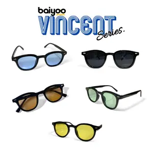 Baiyoo Kacamata Vincent pria wanita lensa berwarna | kacamata hitam anti silau | kacamata lensa warna kekinian kacamata skena kacamat vintage retro kacamata gaya