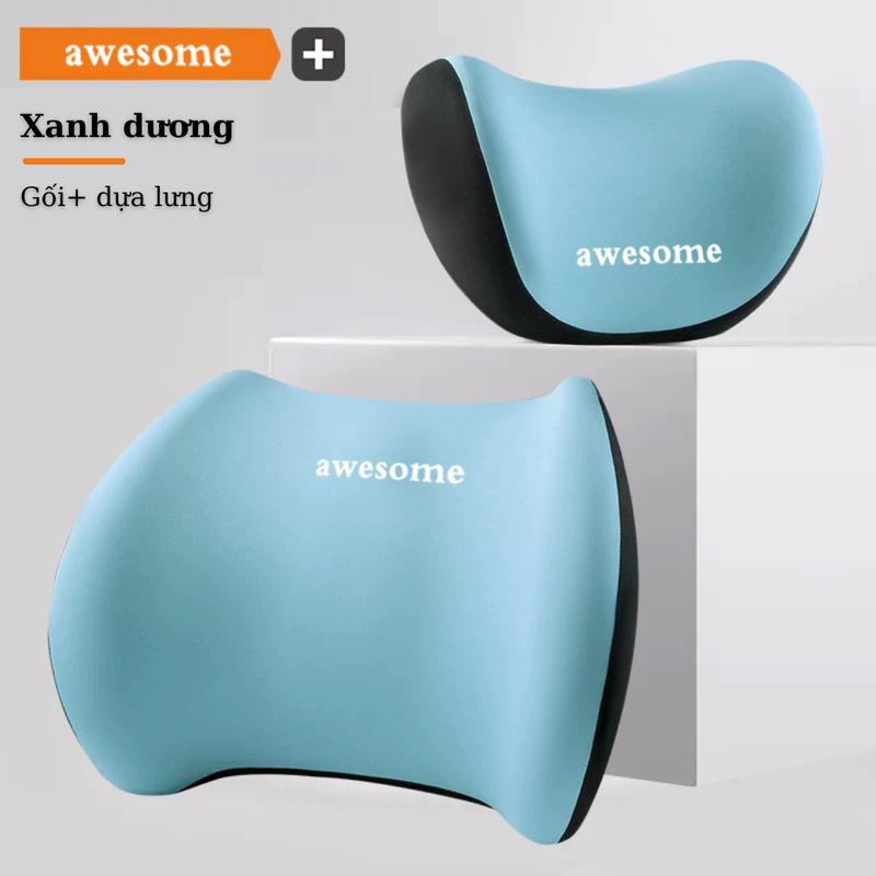 Bộ gối tựa đầu & tựa lưng ô tô chính hãng EMA thiết kế công thái học giảm đau cổ vai gáy, thắt lưng