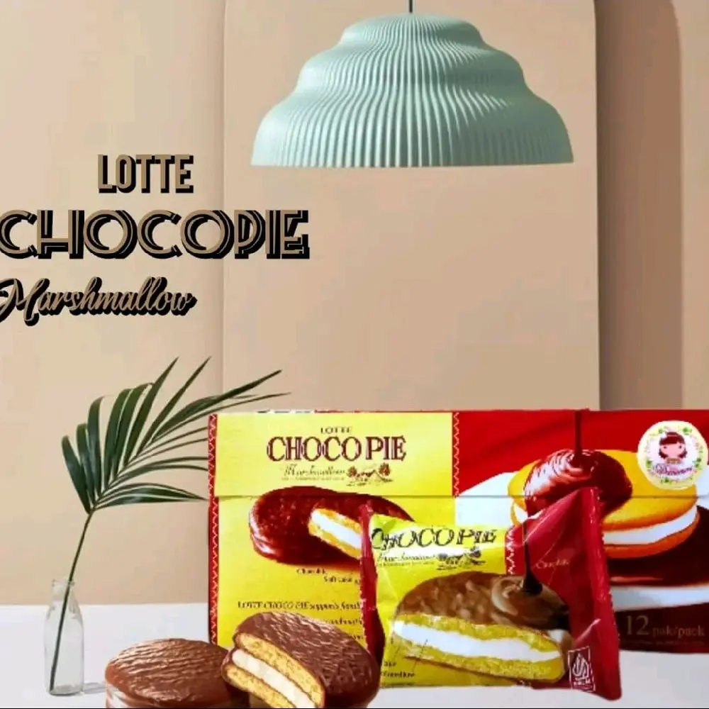 Chocopie  Lotte  Marshmallow  Strawberry latte dan coklat latte Soft Cake Marshmallow  1pack isi 12 Berat :312g