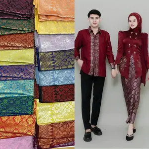 Kain songket meteran/bahan songket kebaya/kemeja songket/rok songket/kain seragam pesta bridesmaids/ motif menyesuaikan stock yang ready (Harga per setengah meter)