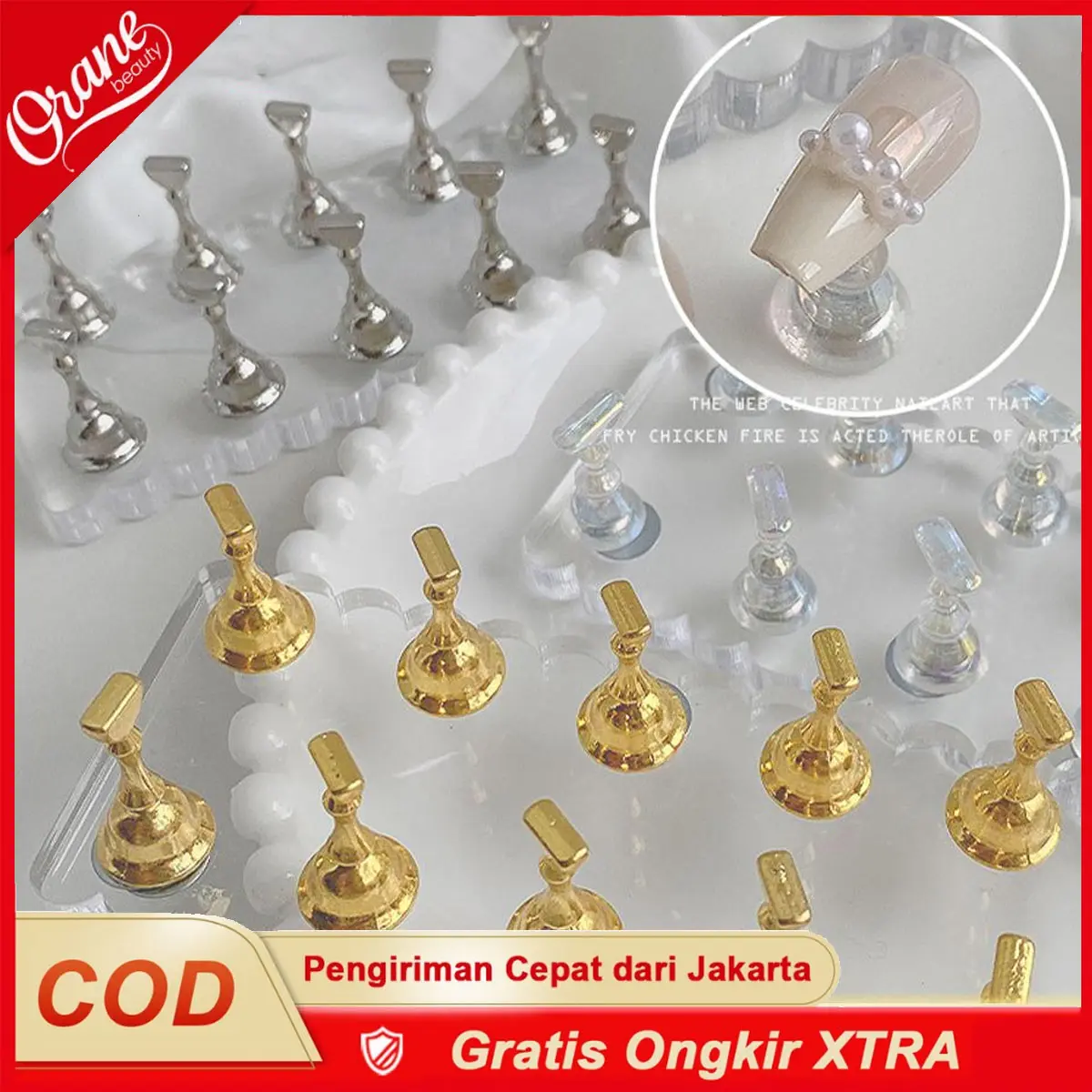 Oranebeauty 10Pcs/Set Stand Holder Display Kuku PalsuMagnetik Untuk Latihan Nail Art Manicure
