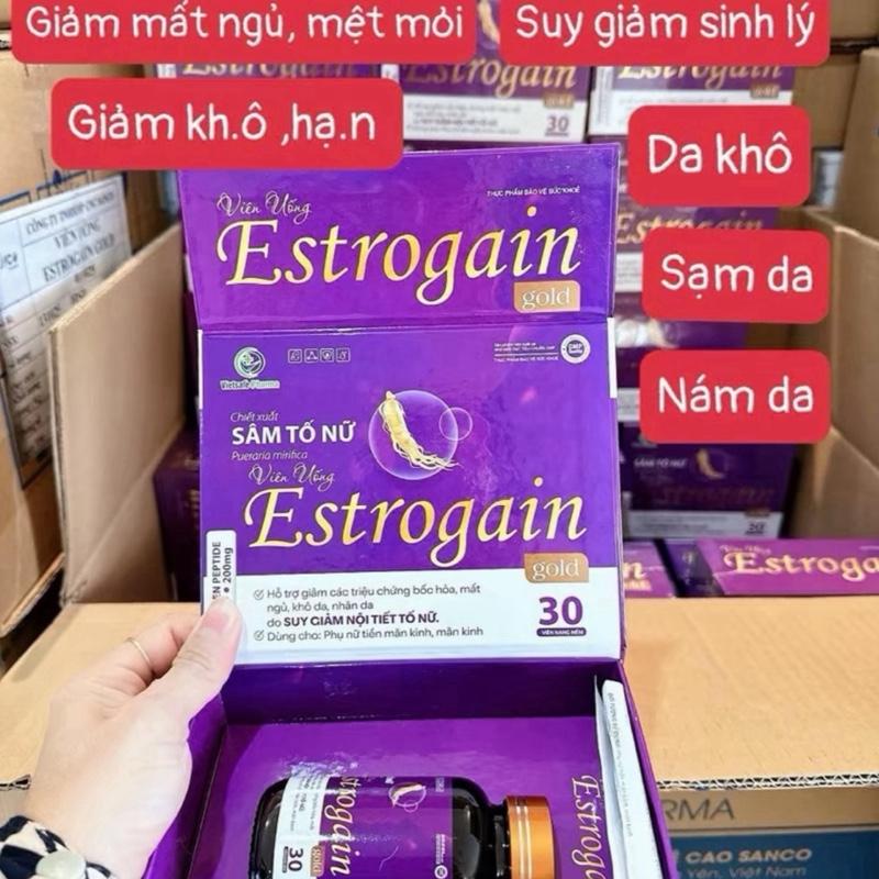   SÂM TỐ NỮ MỚI   VIÊN UỐNG SÂM TỐ NỮ ESTROGAIN GOLD HỖ TRỢ DA KHÔ DA NHĂN NỘI TIẾT  KÉM .CẢI THIỆN KHÔ HẠN MẤT NGỦ 