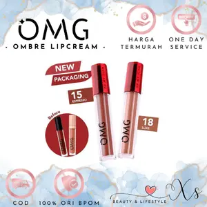 OMBRE OMG Lip Cream Mattelast Kemasan Baru - Paket - Gloss, Lipstick Waterproof Lipcream Bibir