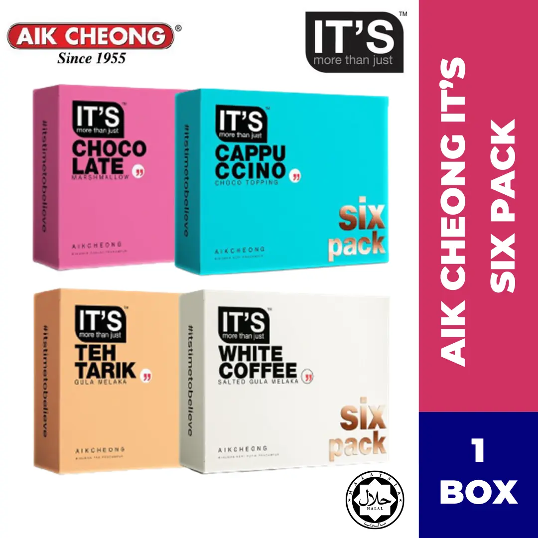 Aik Cheong It's Six Pack - CHOCOLATE / CAPPUCCINO / TEH TARIK / WHITE COFFEE