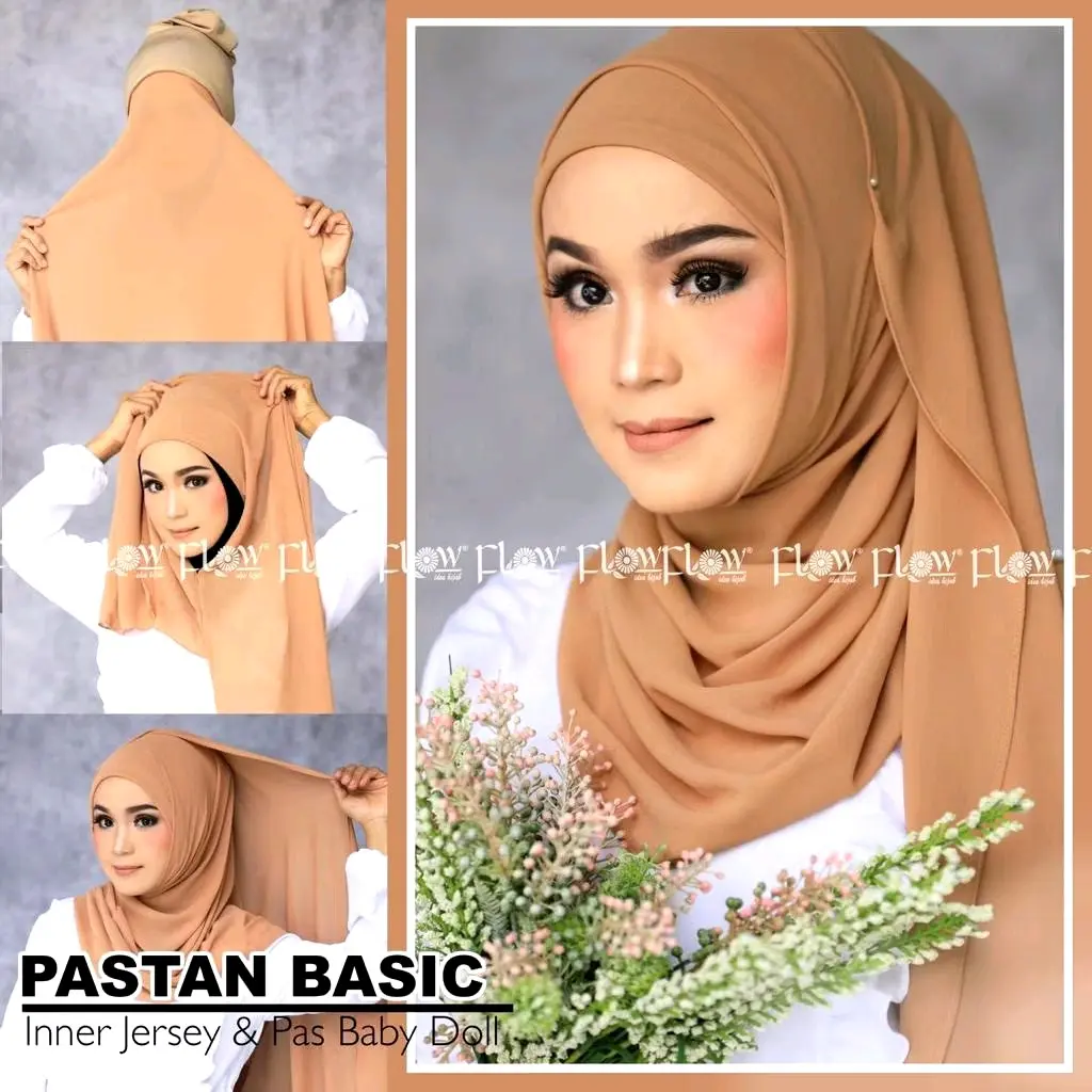 Jilbab Pashmina Instan Ceruti Pastan Basic By Flow