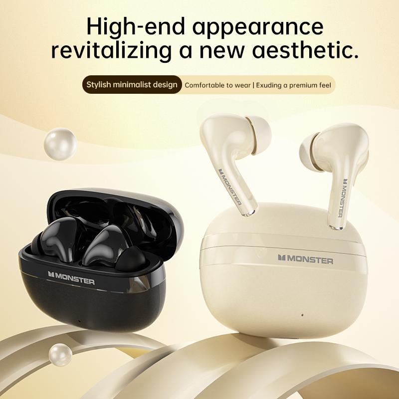 tai nghe Bluetooth Monster MQT68 với Dịch Thuật AI Đa Ngôn Ngữ cho Cuộc Trò Chuyện Bằng Giọng Nói, Trợ Lý Ảo, Chống Nước IPX5, Loại Nhét Tai, Sạc USB Type C, và Âm Thanh Hi Fi