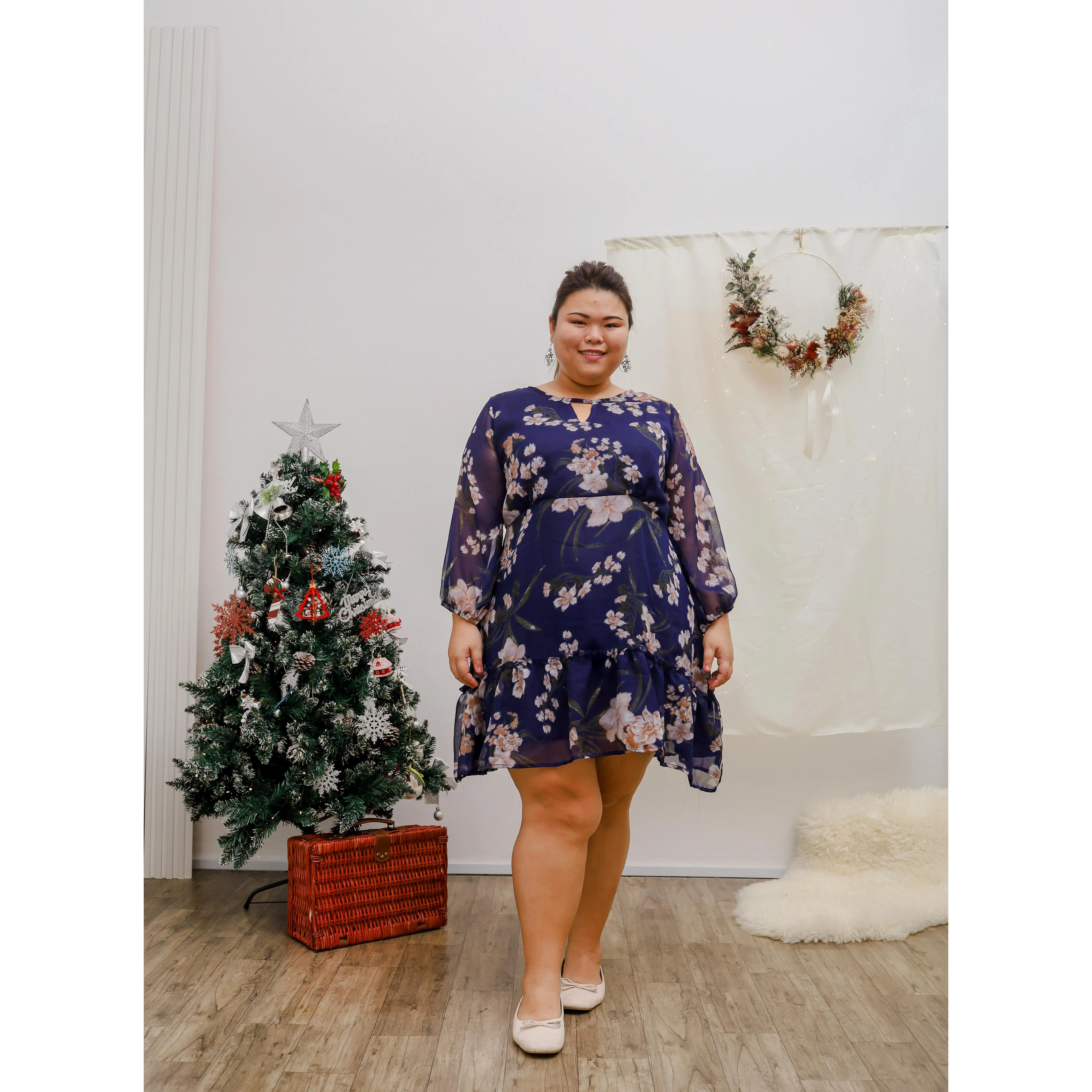 [TCC] Plus Size Chiffon Shirred Dress, Casual, Formal Dress