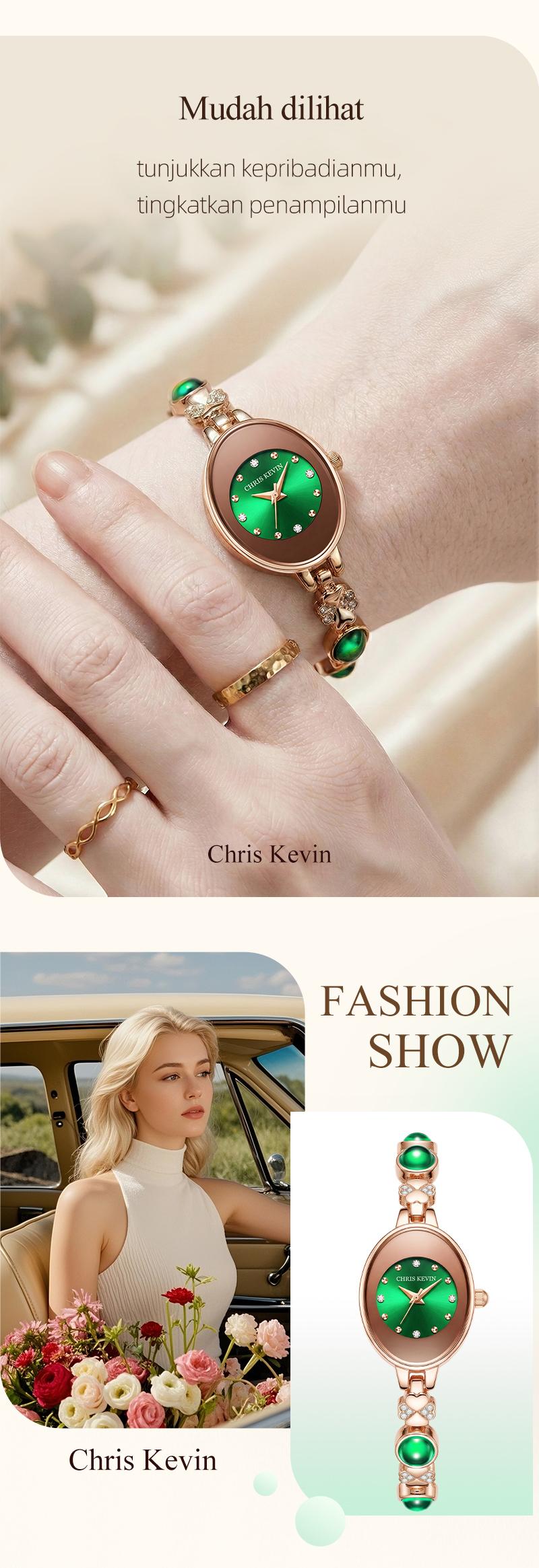 CHRIS KEVIN[COD]jam tangan wanita bergaya klasik retro, elegan, mewah ringan, tahan air, dengan desain perhiasan yang anggun