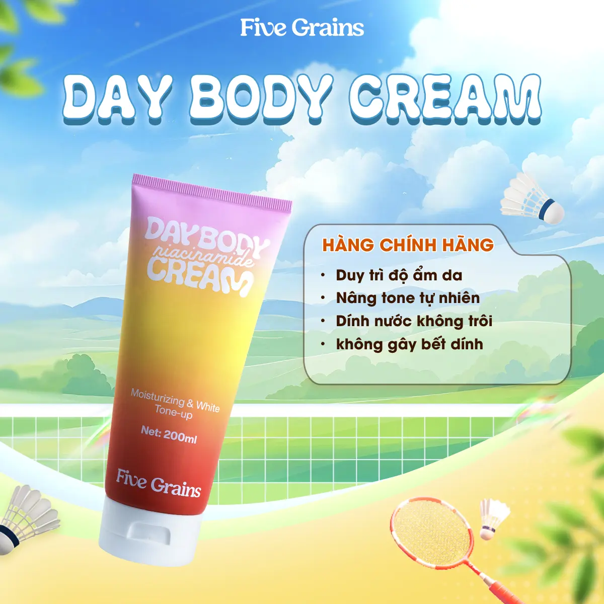 [I] Kem dưỡng Cao cấp Five Grains giúp làm trắng da Niacinamide, Alpha-Arbutin ban ngày 200ML - A10