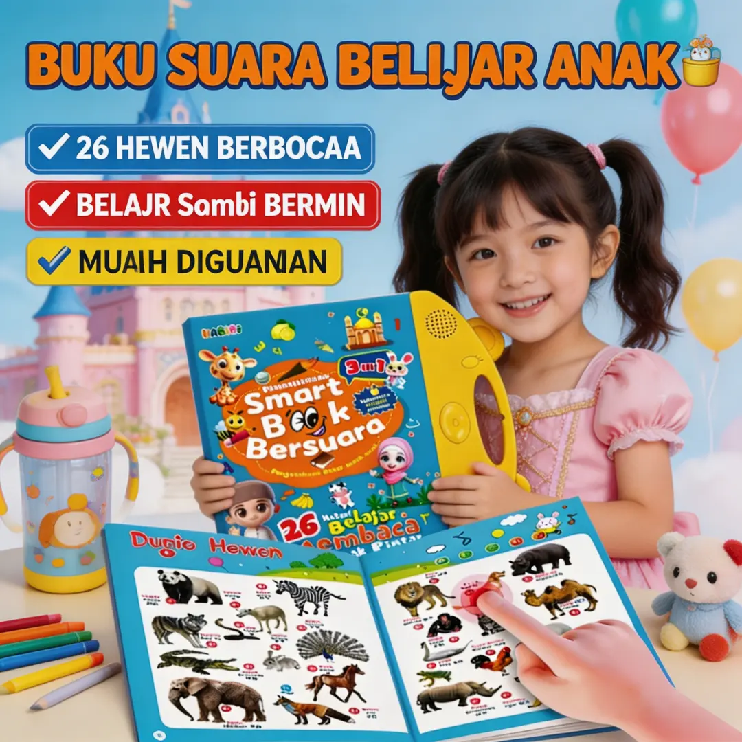 COD Tersedia. Mainan Sensor Anak Elektronik Buku Pintar 3 Bahasa, 26 Materi Belajar Interaktif Touch Sensor. untuk Balita Usia 1-4 Tahun, TK, PAUD. Mengenal Huruf Abjad, Angka, Binatang, Buah, Warna, Bentuk, Profesi. Mainan Edukasi Belajar Mandiri