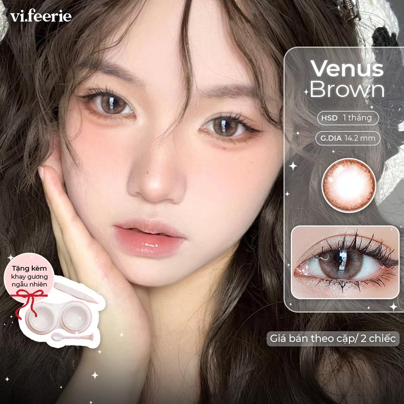 HOT DOUYIN Kính áp tròng lens nâu giãn tròng 14.5mm 1 tháng Venus Brown @vi.feerielens