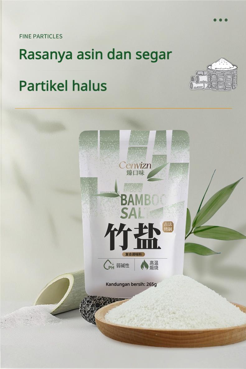Garam Bambu Panggang Tradisional 800°C, Alami, 0 Aditif, Meningkatkan Rasa dan Kesegaran, Tanpa Zat Anti-penggumpalan, 265g, Cocok untuk Penggunaan di Rumah oleh Usia Menengah dan Lanjut