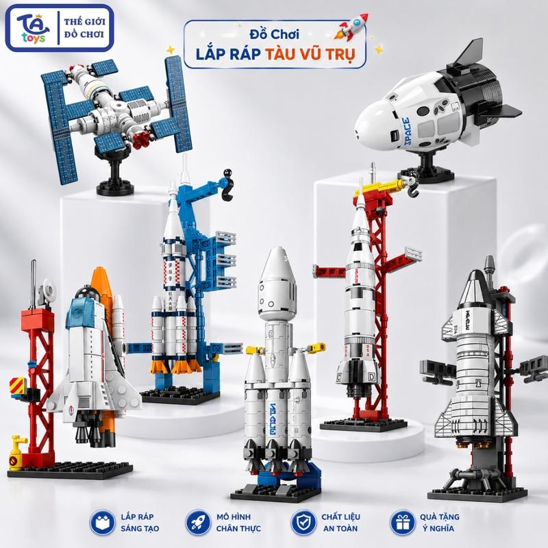 Đồ Chơi Lắp Ghép Tàu Vũ Trụ Apollo 99+ mảnh – Mô Hình Phi Thuyền Không Gian –…