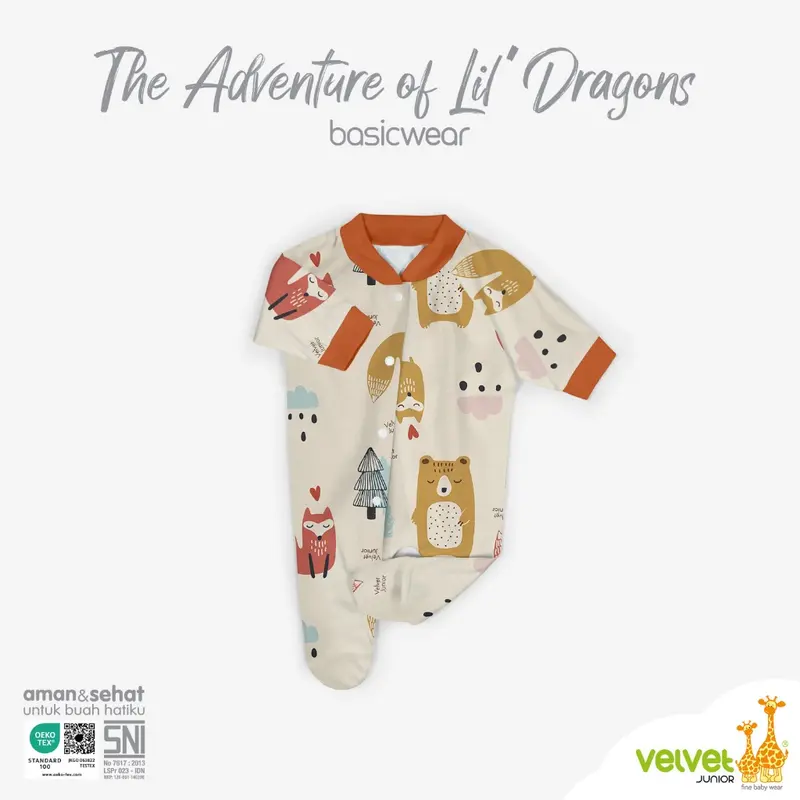 Velvet Junior Jumper Bayi Sleepsuit Oblong - Size Newborn 0-3 Bulan Basic Wear 6