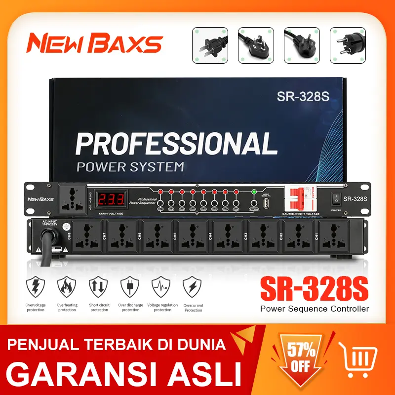 NEW BAXS Manajer listrik SR-328S 40 Amp power controller 8-channel audio time system power is applicable to stage central control socket controller. 0