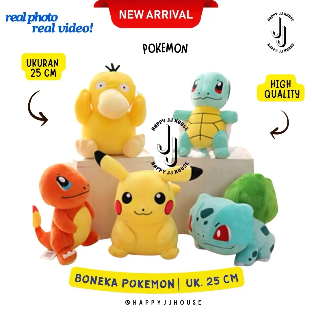[HAPPYJJ] Boneka Pokemon Pikachu ukuran 25cm - Mainan Boneka - Toys, Dolls