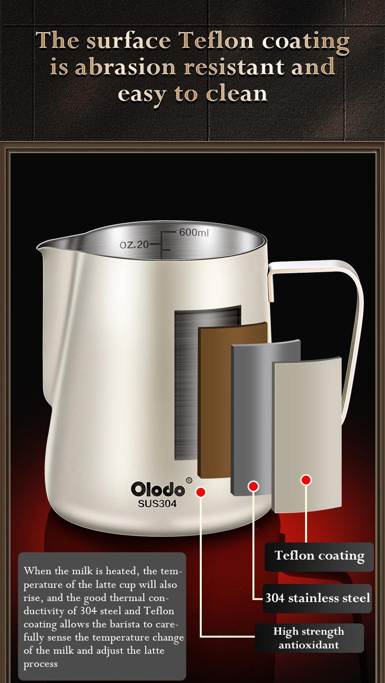 Product Introduction of Italian style stainless steel milk foam cup with handle and pointed mouth, milk tank, flower pot, professional coffee flower cup Tea 8