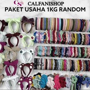 Paket Usaha 1KG Bando Ikat Rambut wanita Random model wanita free plastik dan free bonus