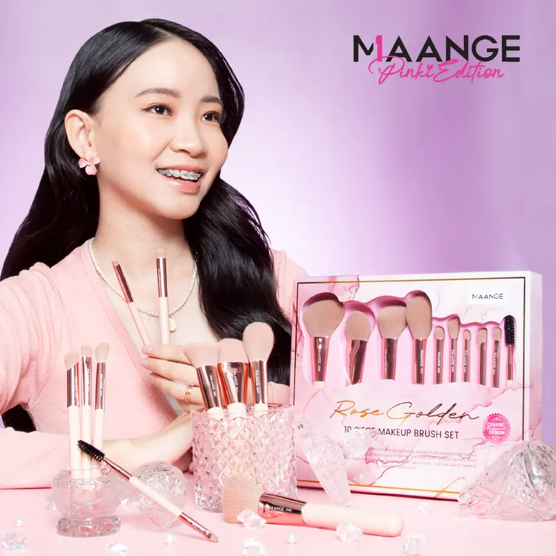 MAANGE PinkiEdition 10 Piece Daily Make up Brush Set + Box High Quality Brush Perfect for Gift MAG55075 1