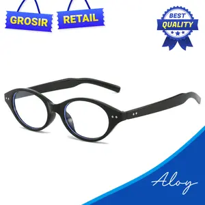 PL-AR017 Kacamata Retro Korean Style Bingkai Oval Kecil Anti Radiasi