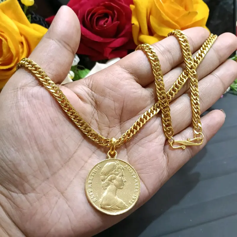 kalung koin besar rantai  HOLO wanita lapis emas 1