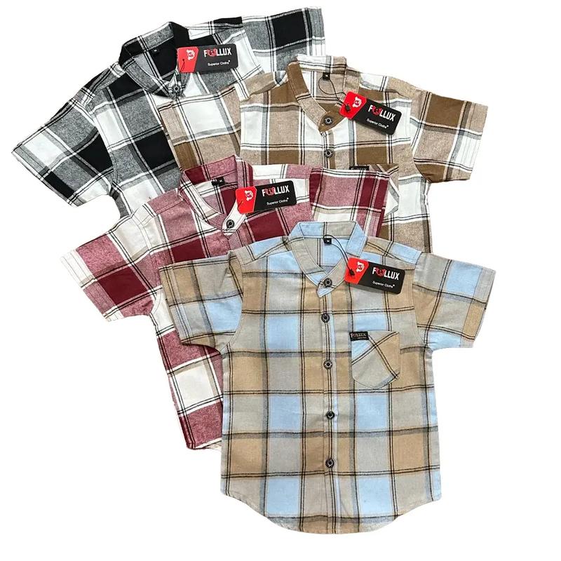 Follux - Kemeja Flanel Import anak laki-laki lengan pendek bahan lembut dan nyaman Fashion kids 0