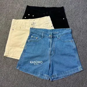 KASUMO HOT PANTS JEANS | Celana Pendek Cewek Non Stretch Denim Katun Santai Biru Hitam White